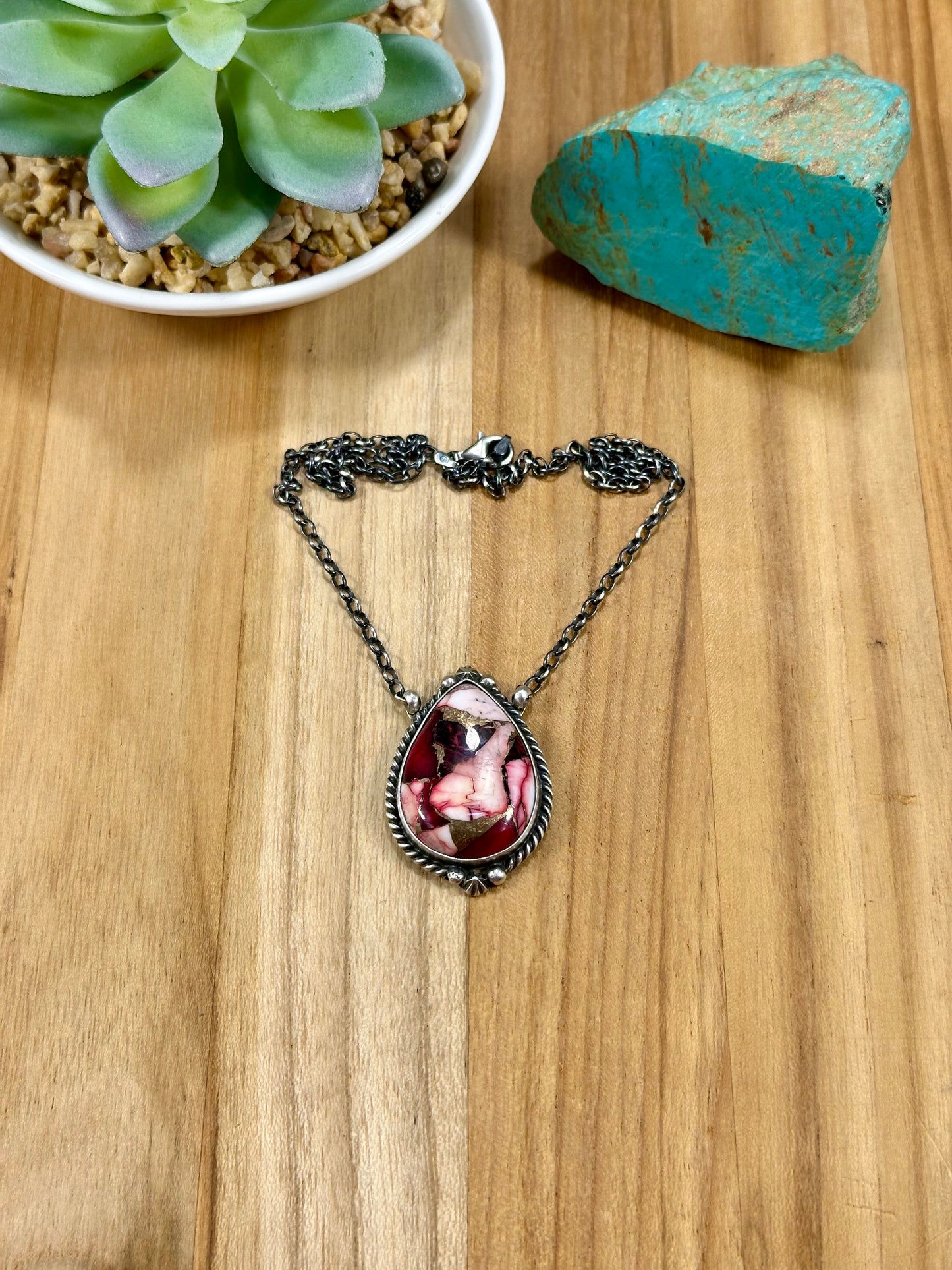 Dahlia Rose Teardrop Sterling Silver Necklace