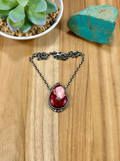 Dahlia Rose Teardrop Sterling Silver Necklace