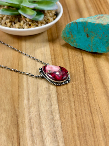 Dahlia Rose Teardrop Sterling Silver Necklace