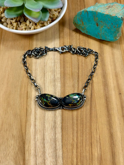 Black Jack 2 Stone Sterling Silver Necklace