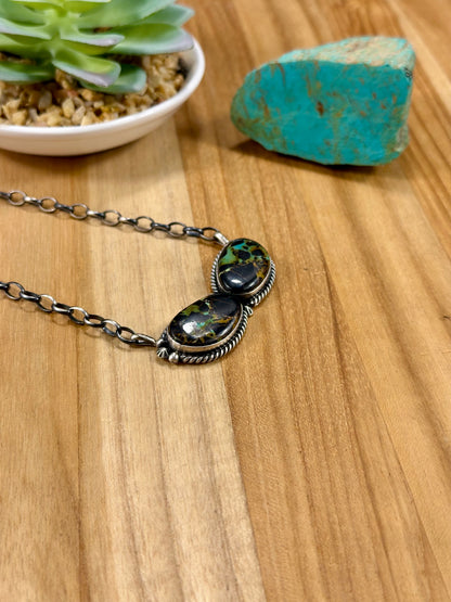 Black Jack 2 Stone Sterling Silver Necklace
