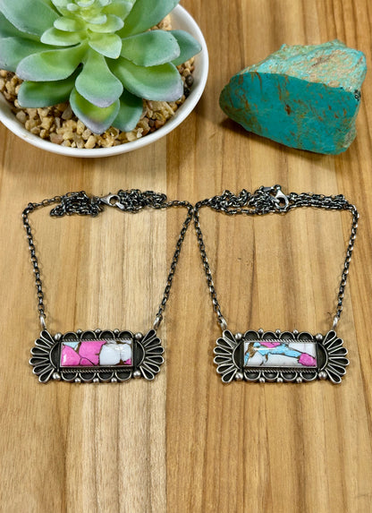 Cotton Candy Bar Sterling Silver Necklace