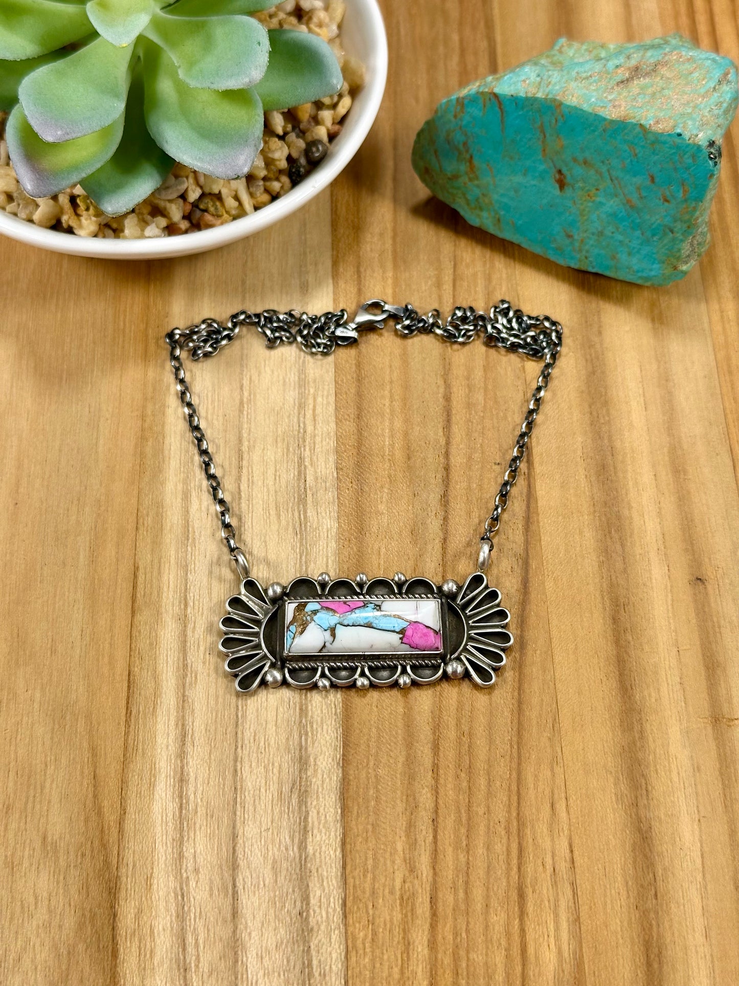 Cotton Candy Bar Sterling Silver Necklace