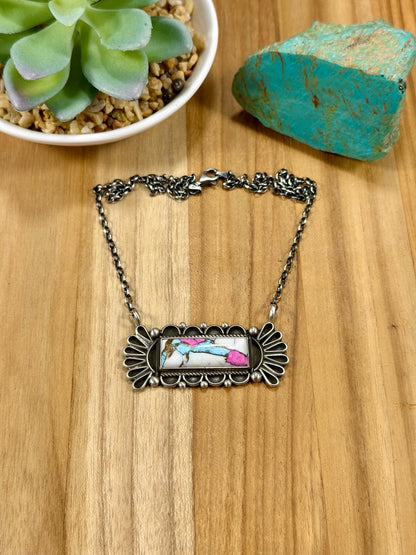 Cotton Candy Bar Sterling Silver Necklace