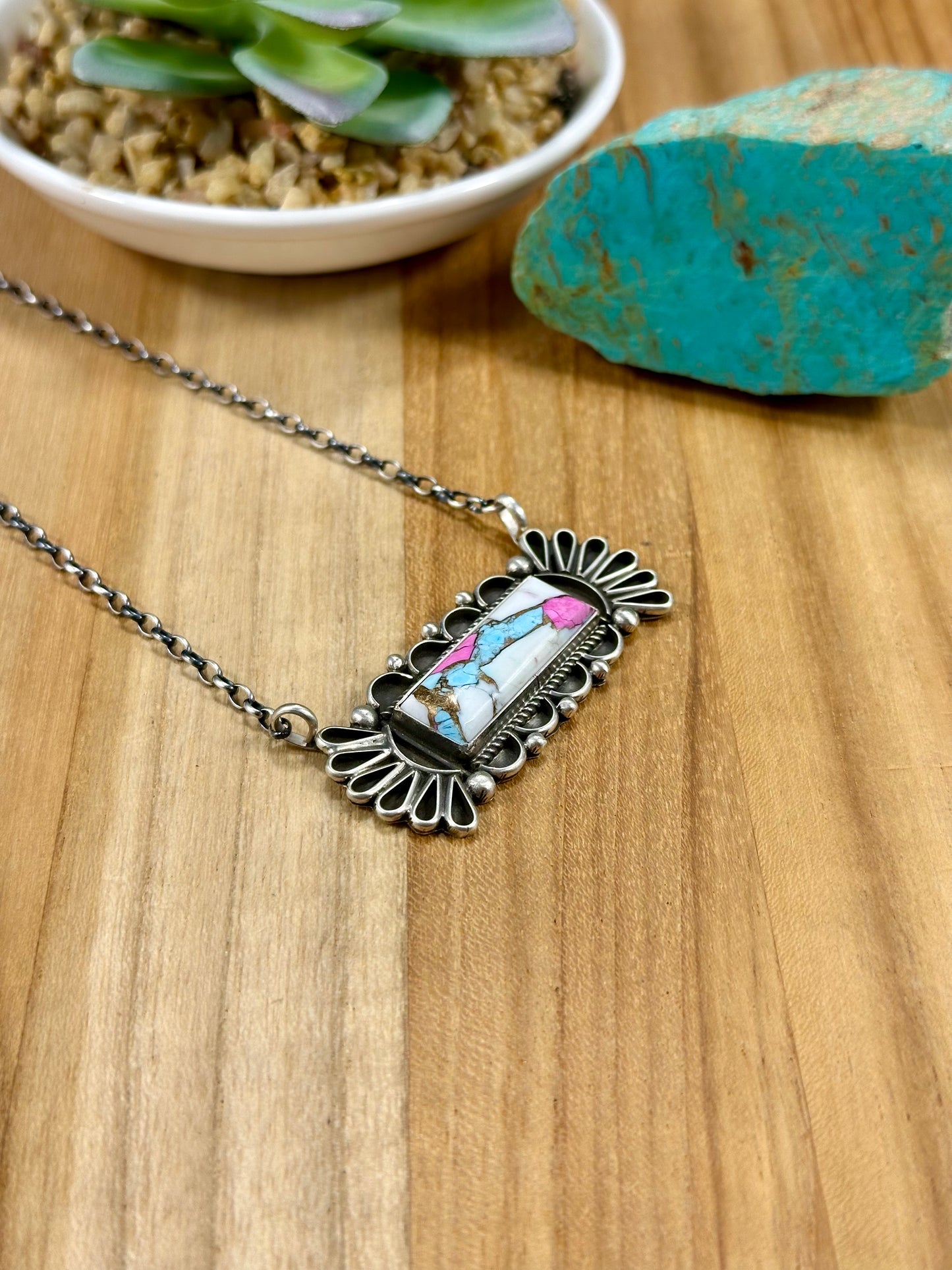 Cotton Candy Bar Sterling Silver Necklace