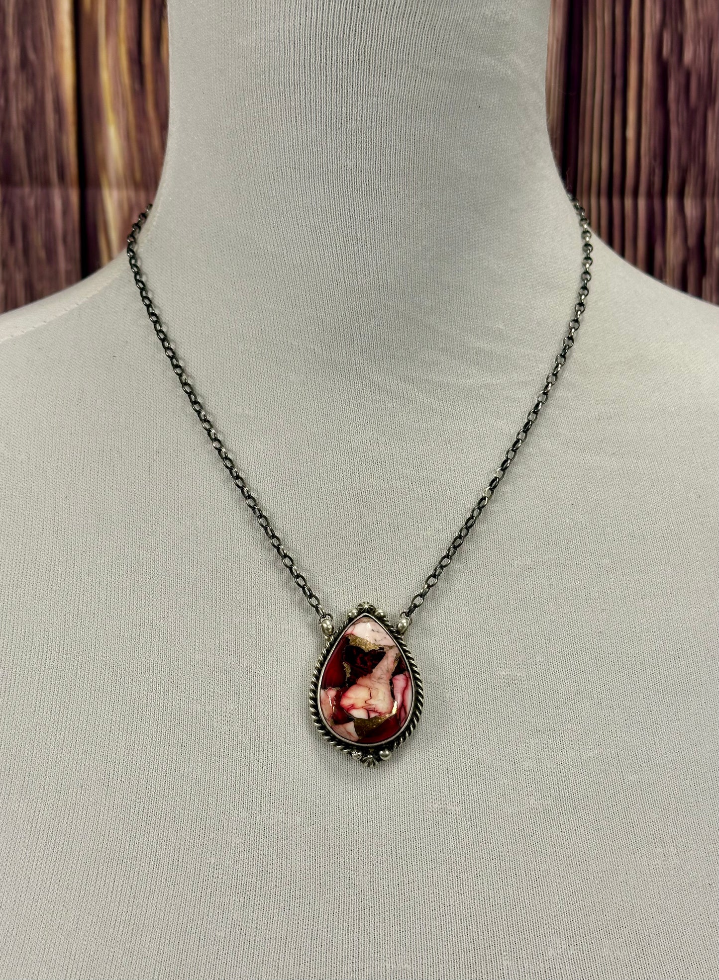 Dahlia Rose Teardrop Sterling Silver Necklace