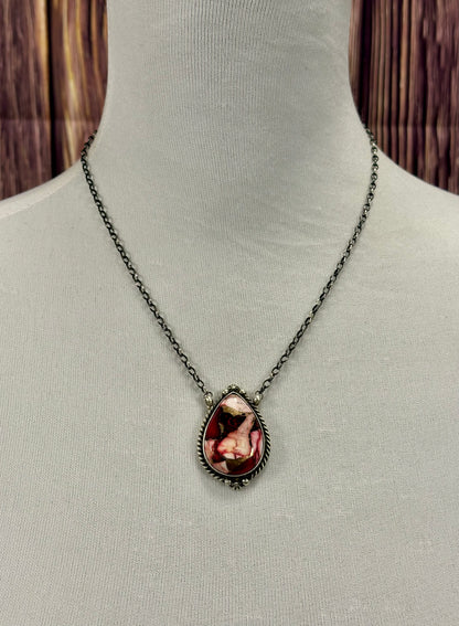 Dahlia Rose Teardrop Sterling Silver Necklace
