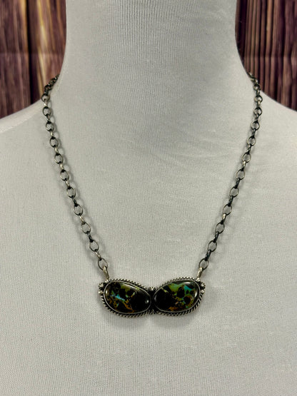 Black Jack 2 Stone Sterling Silver Necklace