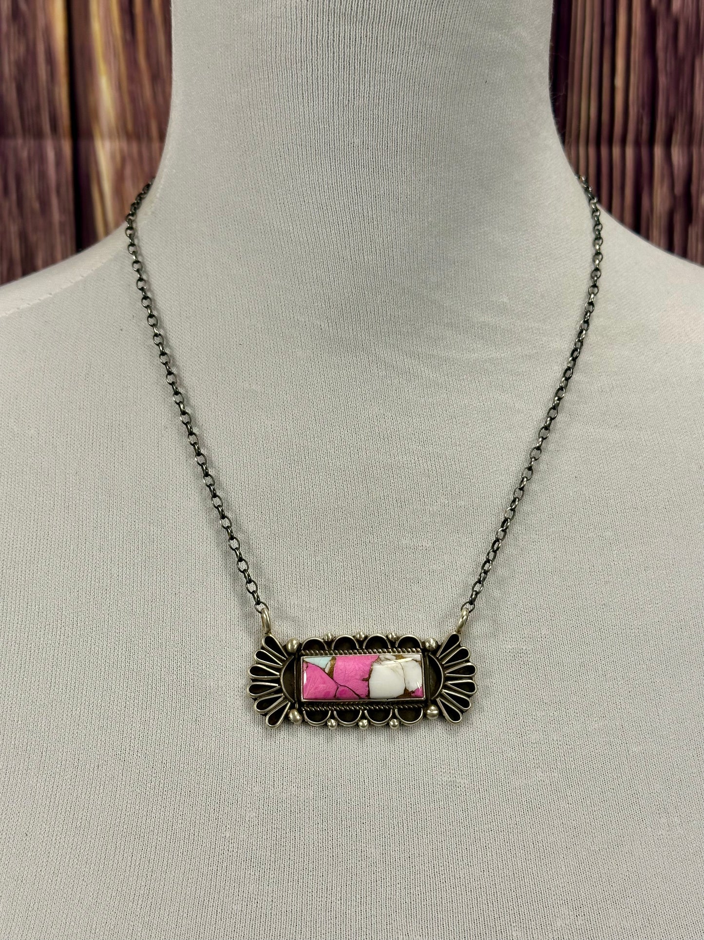 Cotton Candy Bar Sterling Silver Necklace