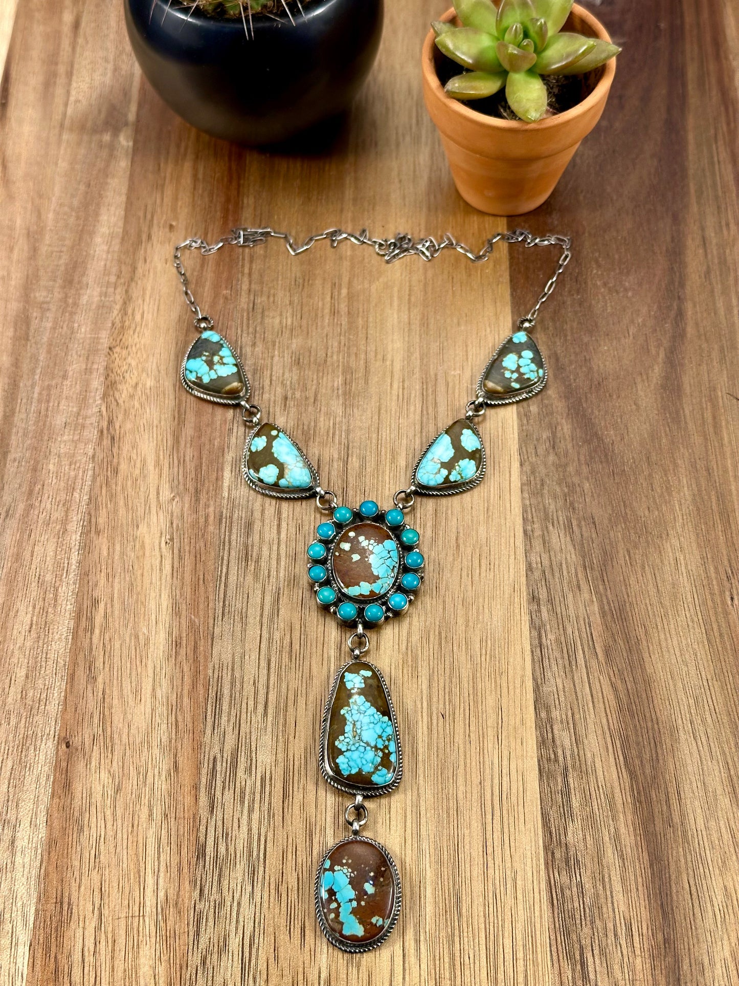 #8 Turquoise Sterling Silver Lariat Necklace