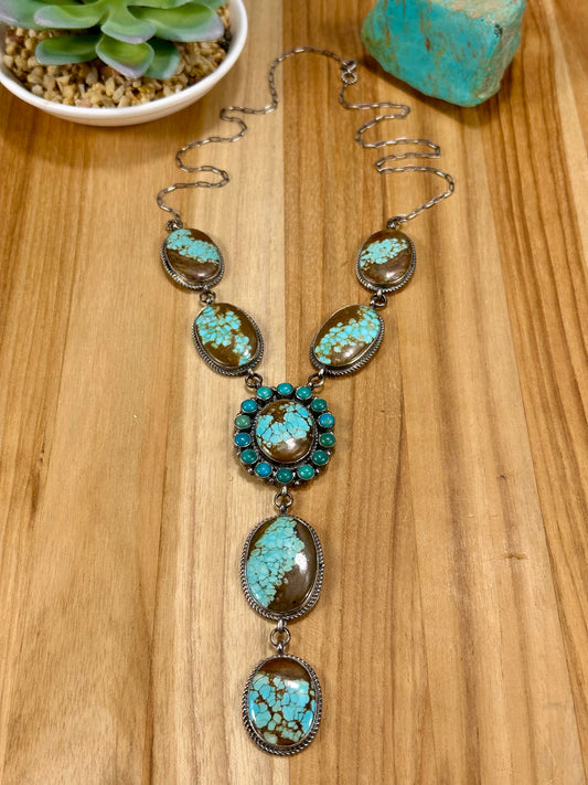 #8 Turquoise Sterling Silver Lariat Necklace