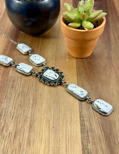 White Buffalo Cluster Sterling Silver Lariat