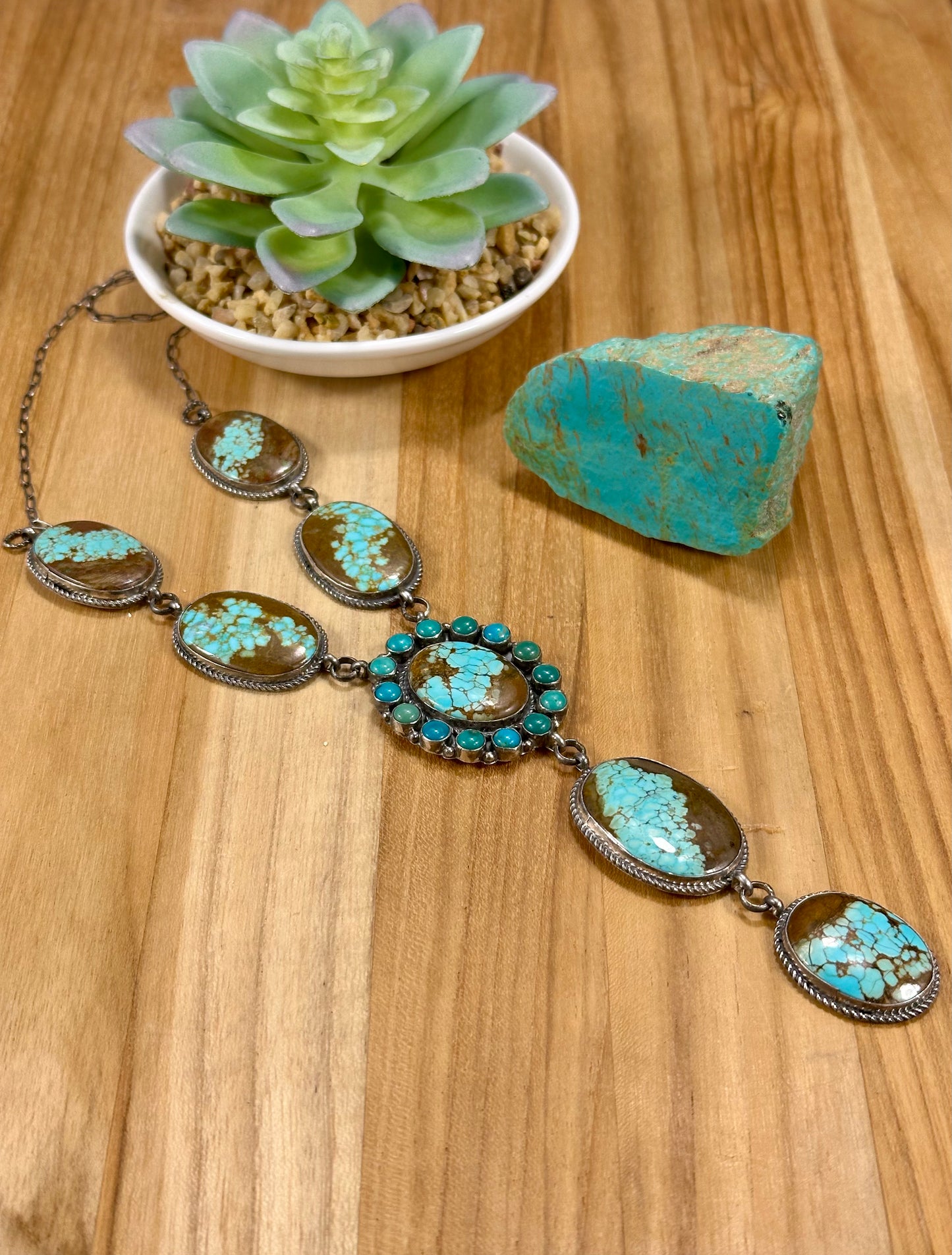 #8 Turquoise Sterling Silver Lariat Necklace
