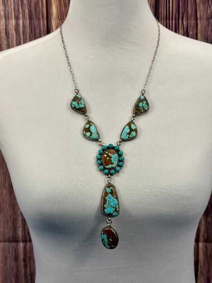 #8 Turquoise Sterling Silver Lariat Necklace