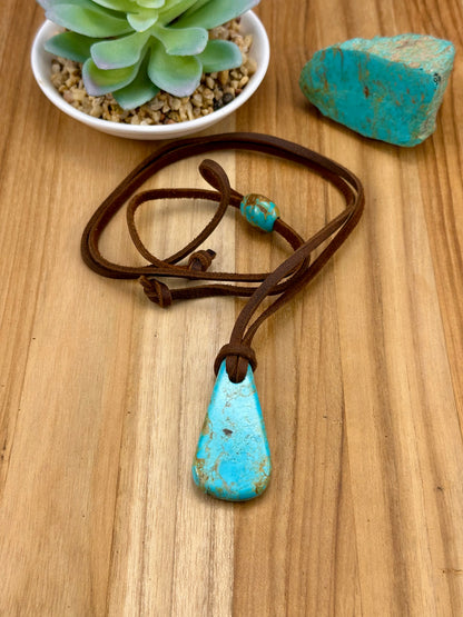 Leather Kingman Adjustable Slab Necklace