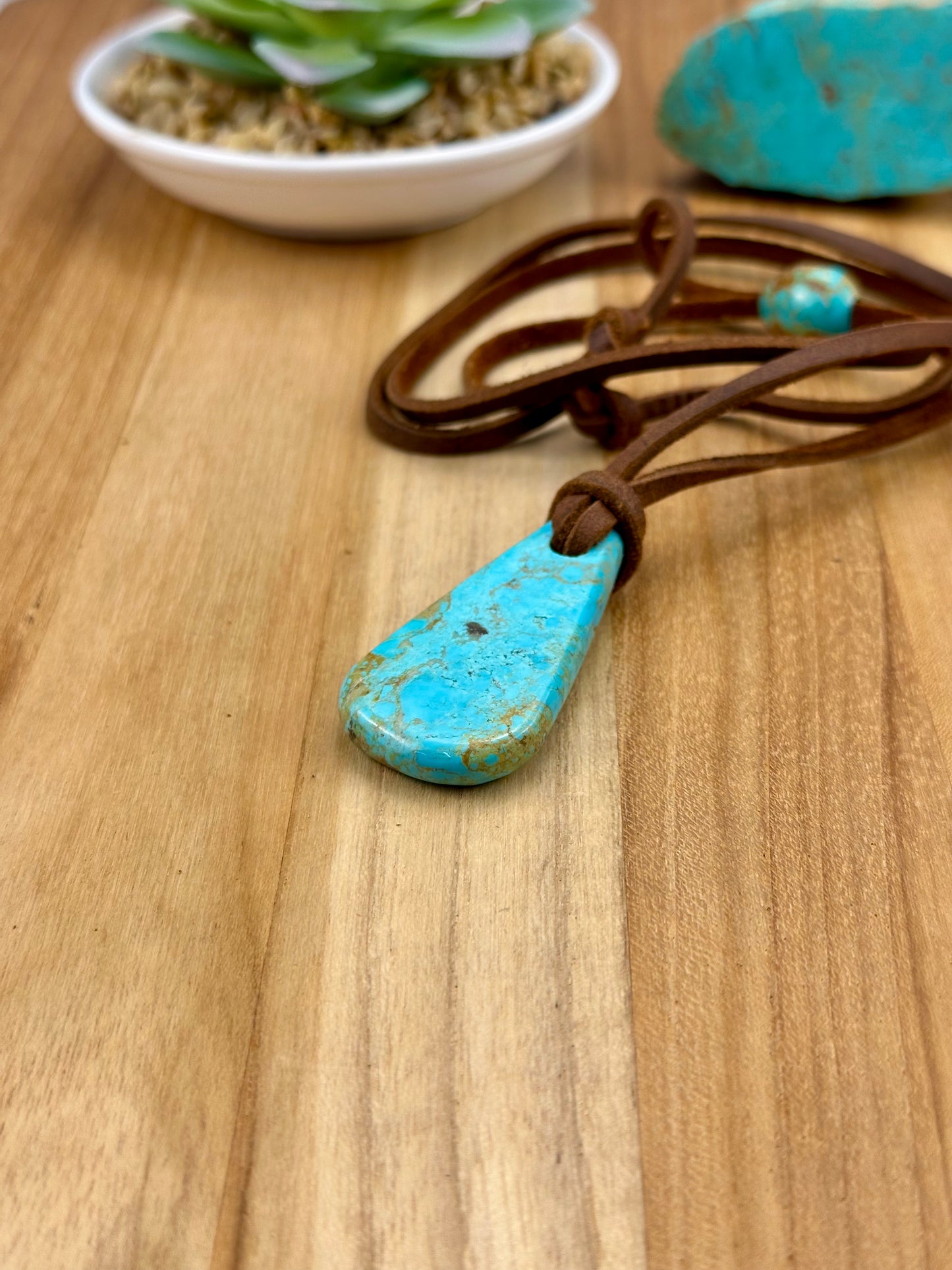 Leather Kingman Adjustable Slab Necklace