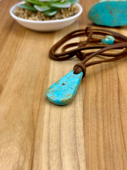 Leather Kingman Adjustable Slab Necklace