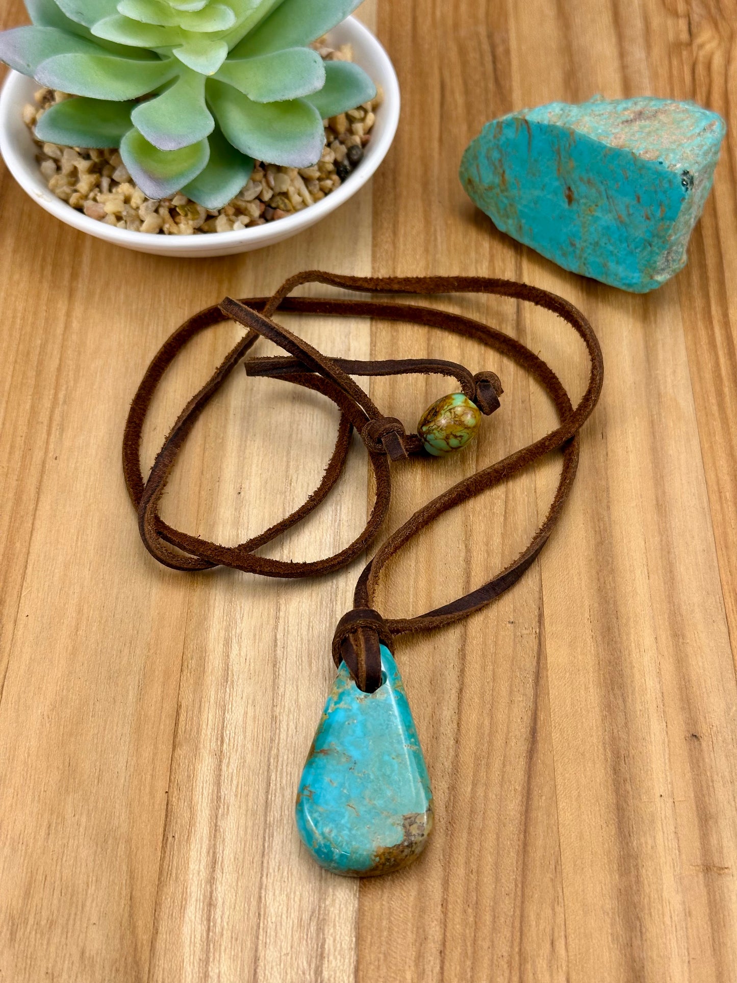 Leather Kingman Adjustable Slab Necklace