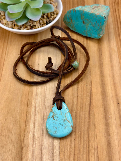 Leather Kingman Adjustable Slab Necklace