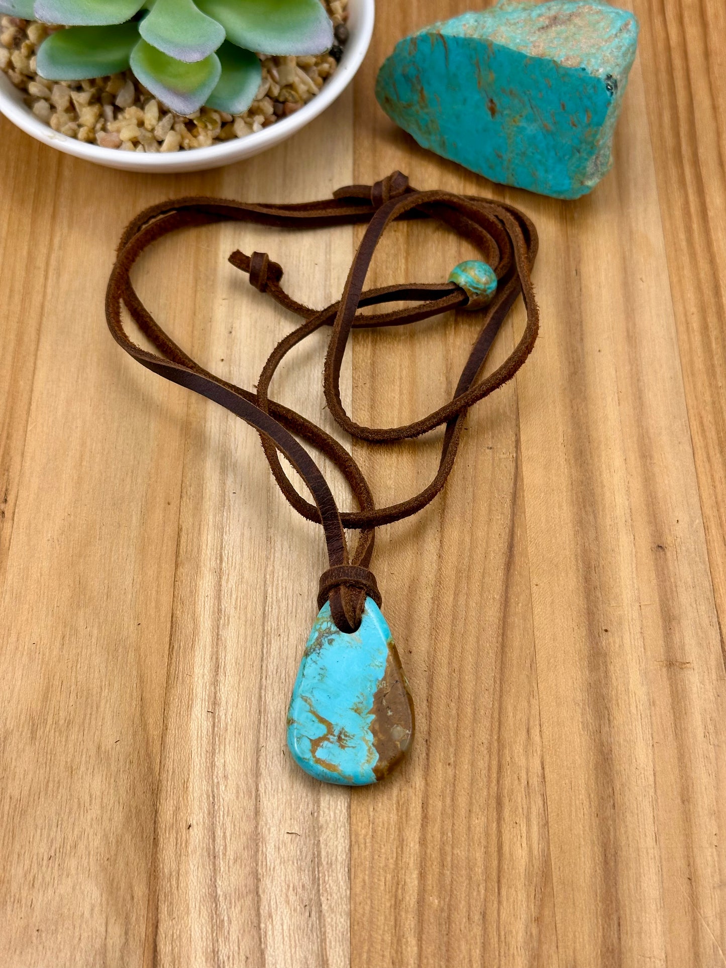 Leather Kingman Adjustable Slab Necklace
