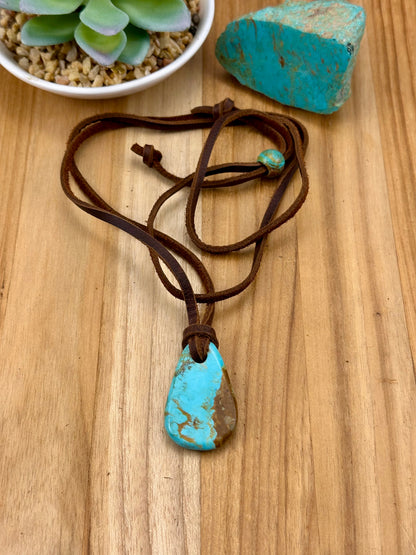 Leather Kingman Adjustable Slab Necklace