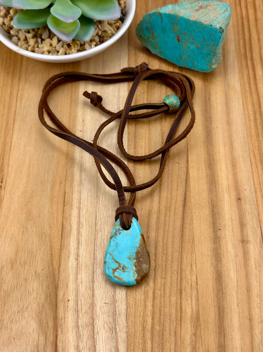 Leather Kingman Adjustable Slab Necklace