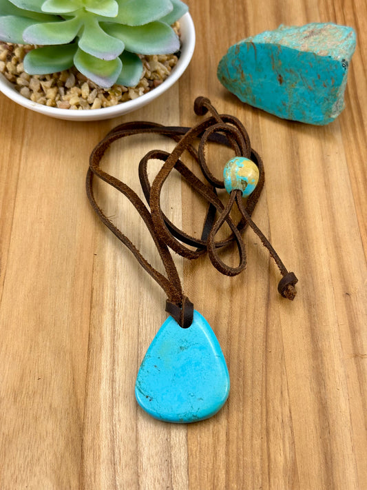 Leather Kingman Adjustable Slab Necklace