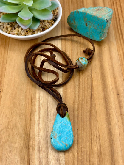 Leather Kingman Adjustable Slab Necklace