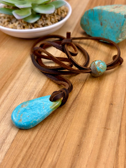 Leather Kingman Adjustable Slab Necklace