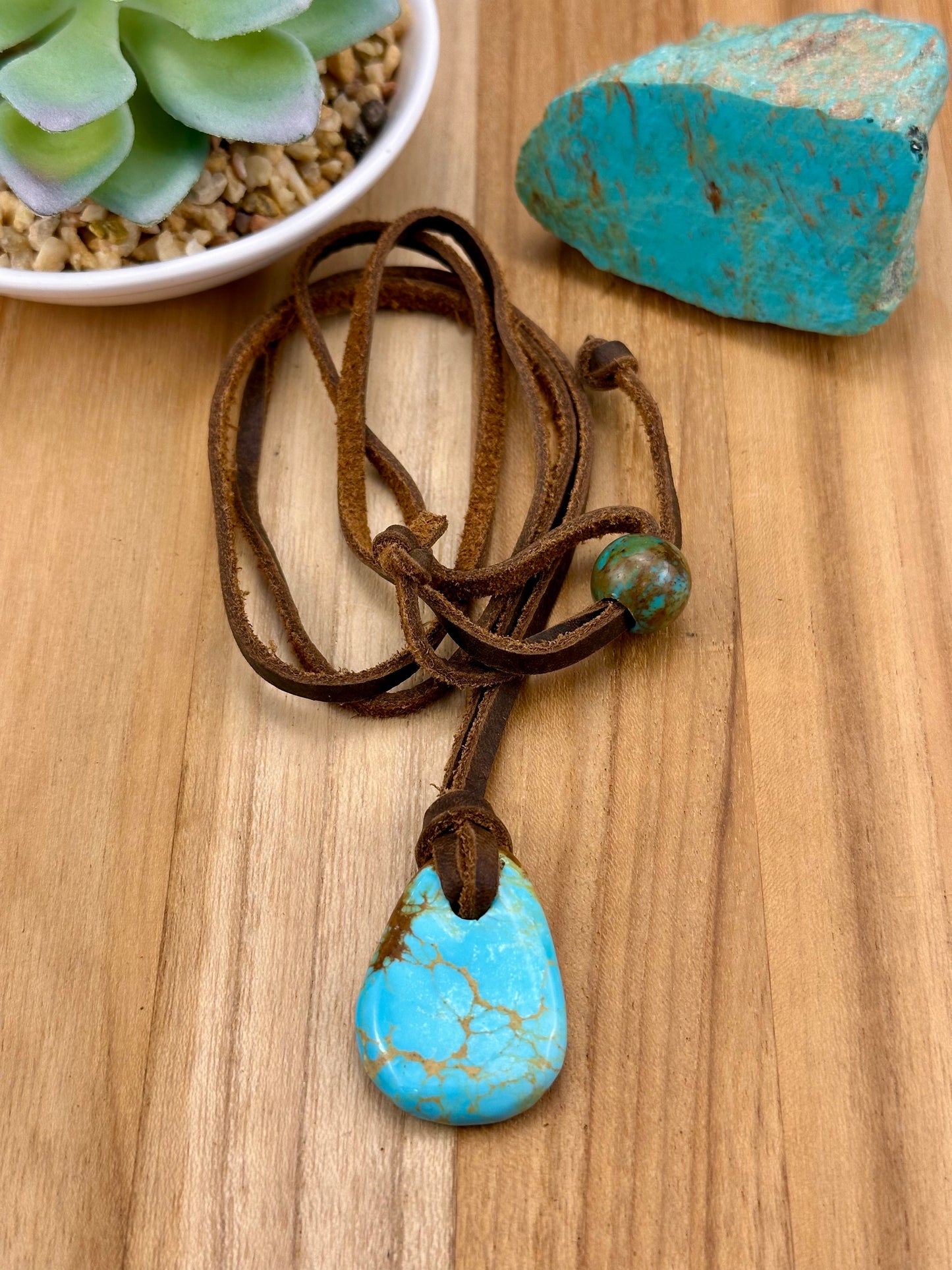 Leather Kingman Adjustable Slab Necklace