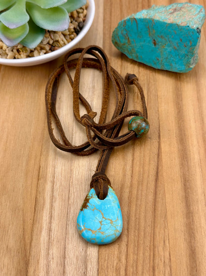 Leather Kingman Adjustable Slab Necklace