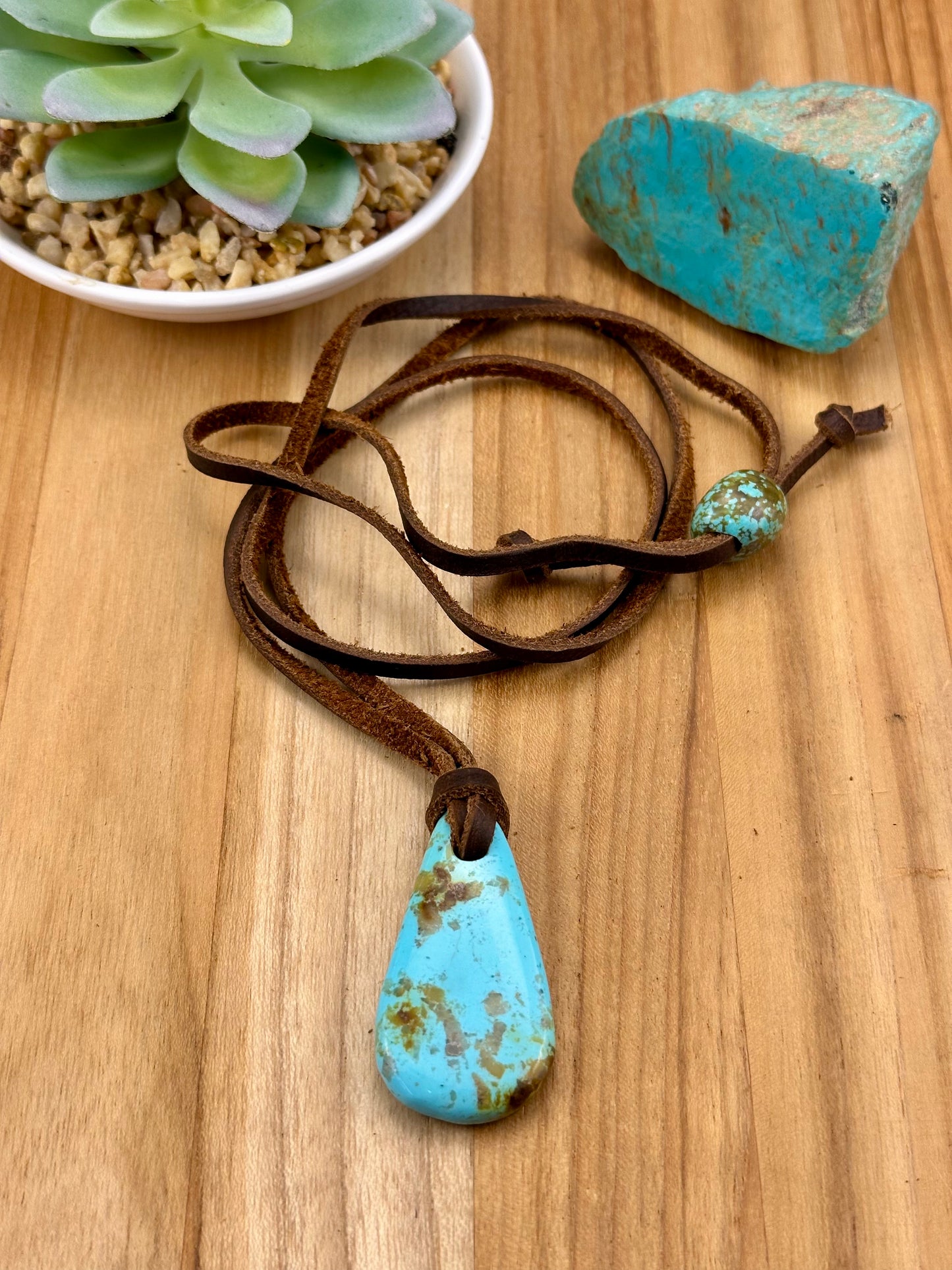 Leather Kingman Adjustable Slab Necklace