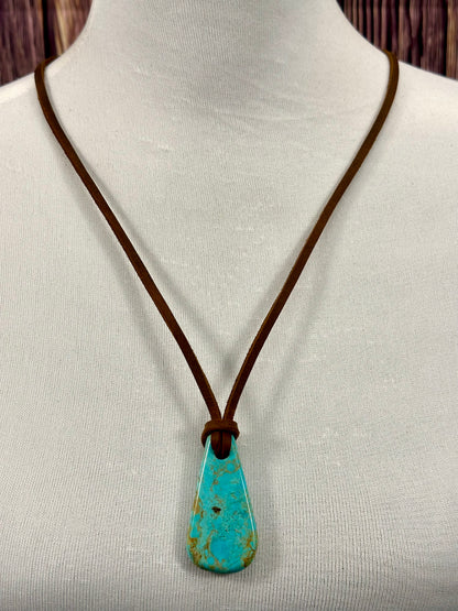 Leather Kingman Adjustable Slab Necklace