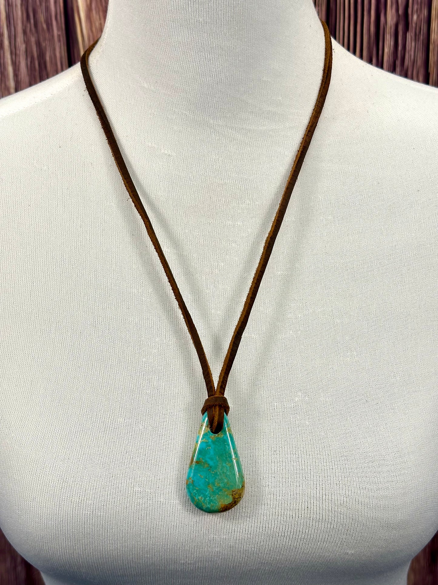 Leather Kingman Adjustable Slab Necklace