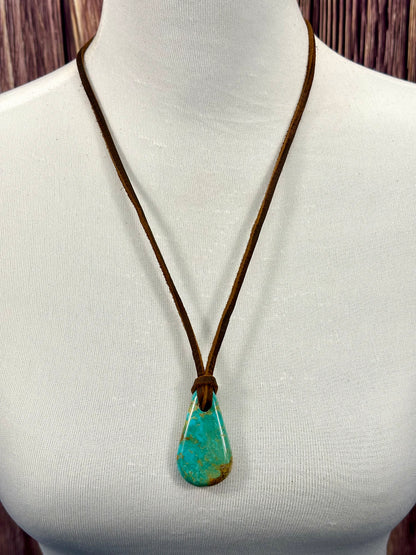 Leather Kingman Adjustable Slab Necklace
