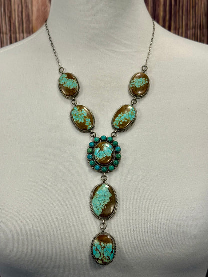#8 Turquoise Sterling Silver Lariat Necklace
