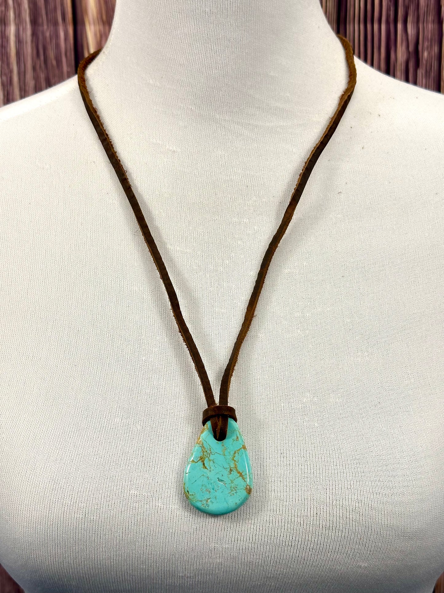 Leather Kingman Adjustable Slab Necklace