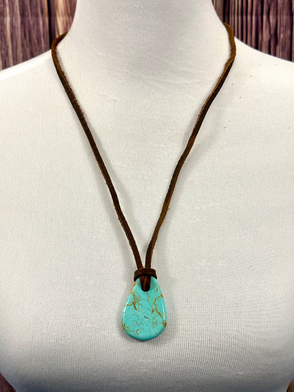 Leather Kingman Adjustable Slab Necklace