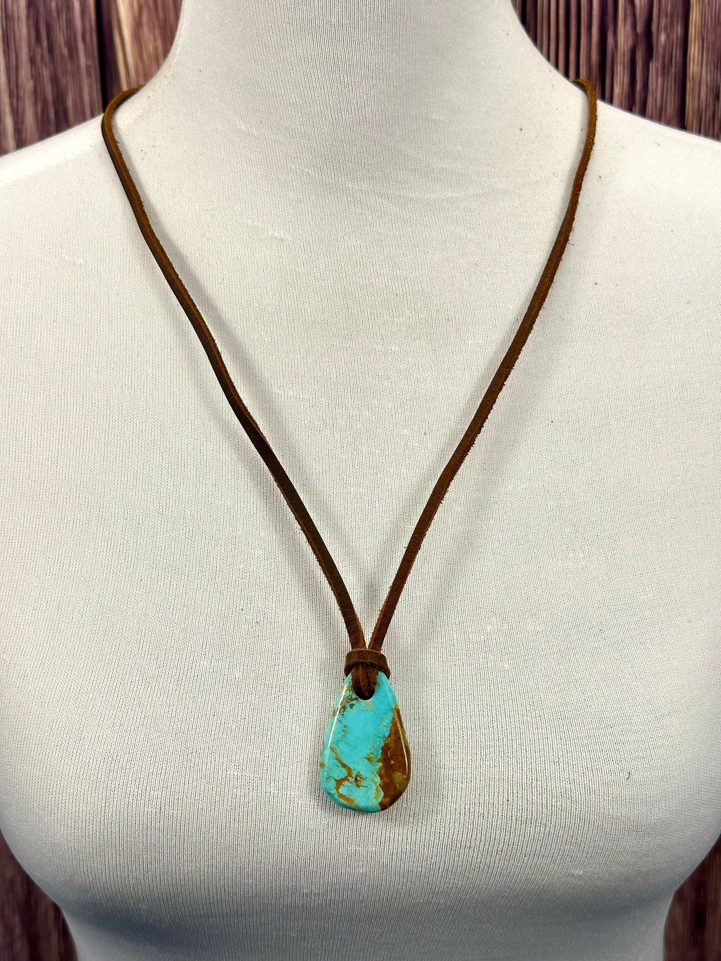 Leather Kingman Adjustable Slab Necklace