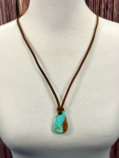 Leather Kingman Adjustable Slab Necklace