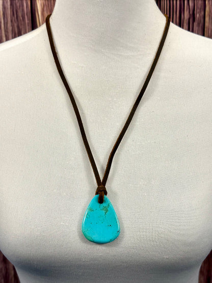 Leather Kingman Adjustable Slab Necklace