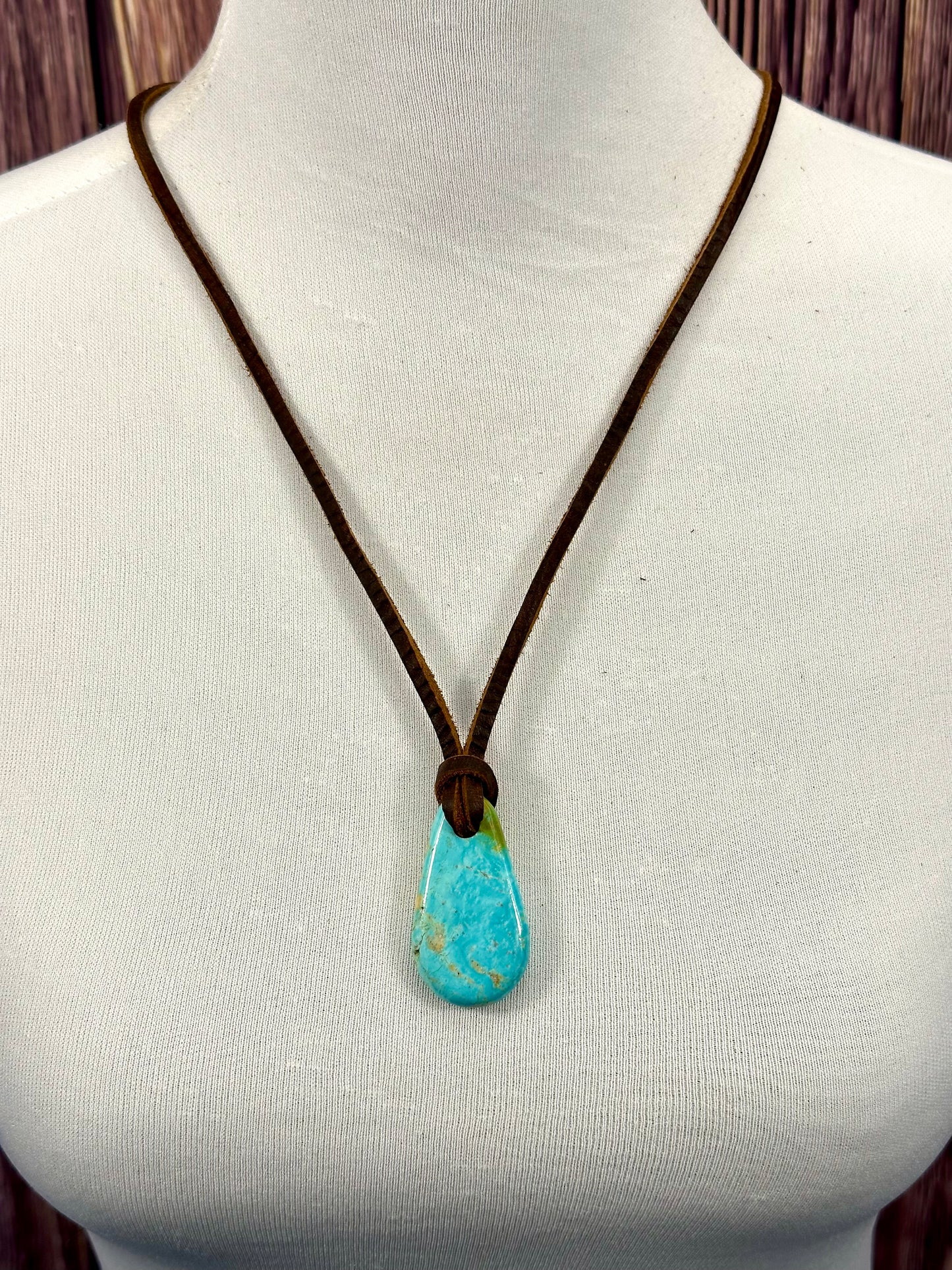 Leather Kingman Adjustable Slab Necklace