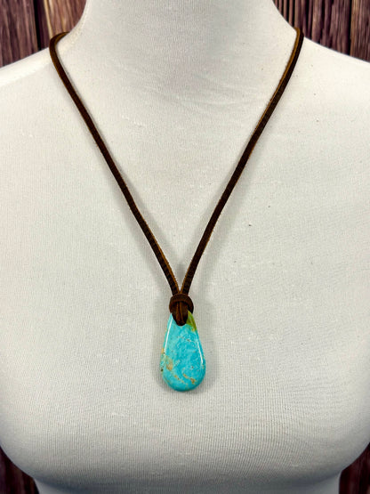 Leather Kingman Adjustable Slab Necklace