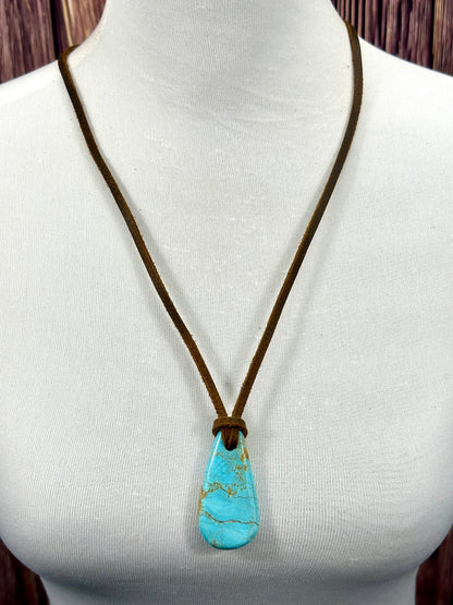 Leather Kingman Adjustable Slab Necklace