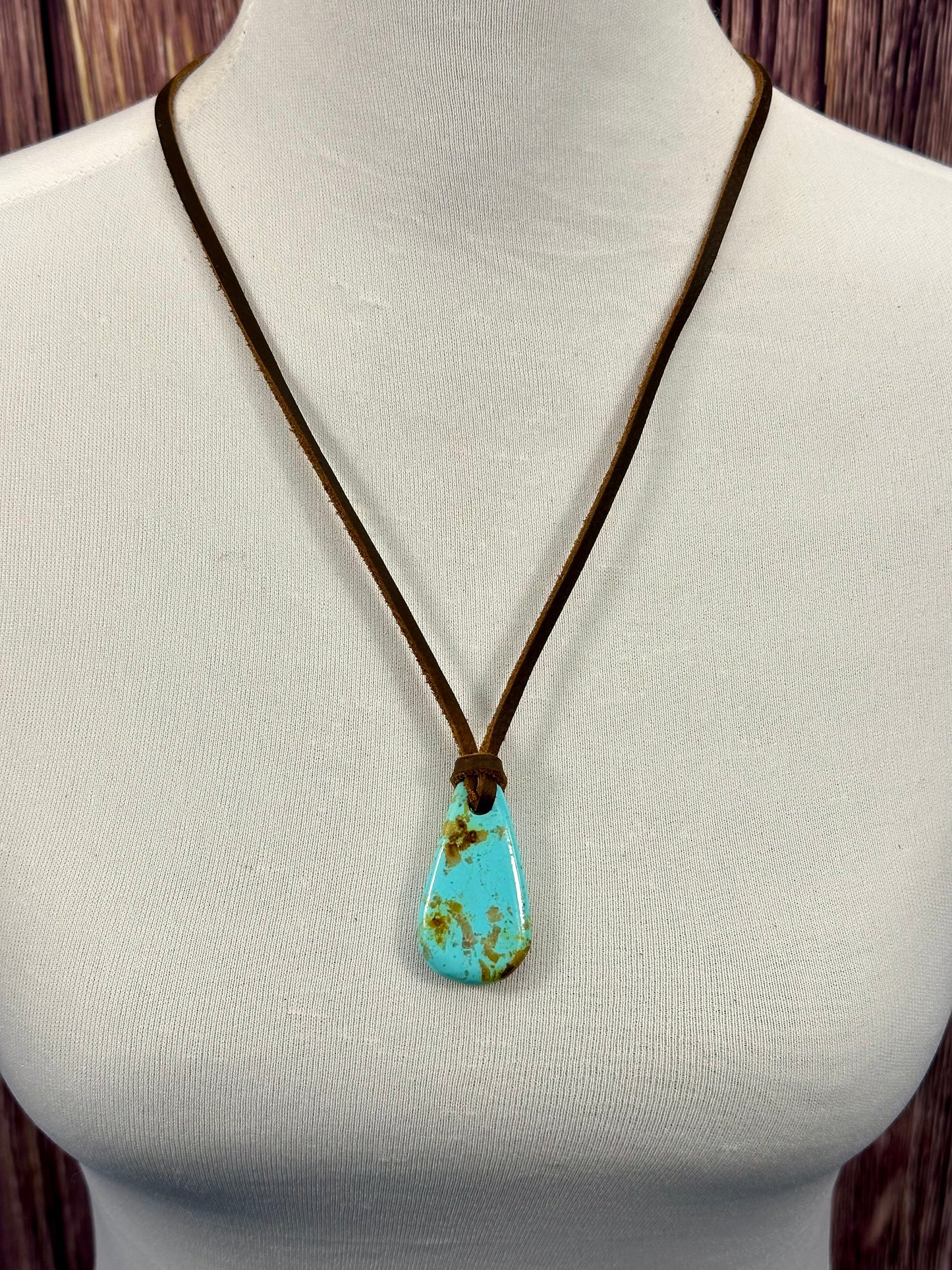 Leather Kingman Adjustable Slab Necklace