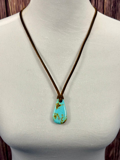 Leather Kingman Adjustable Slab Necklace