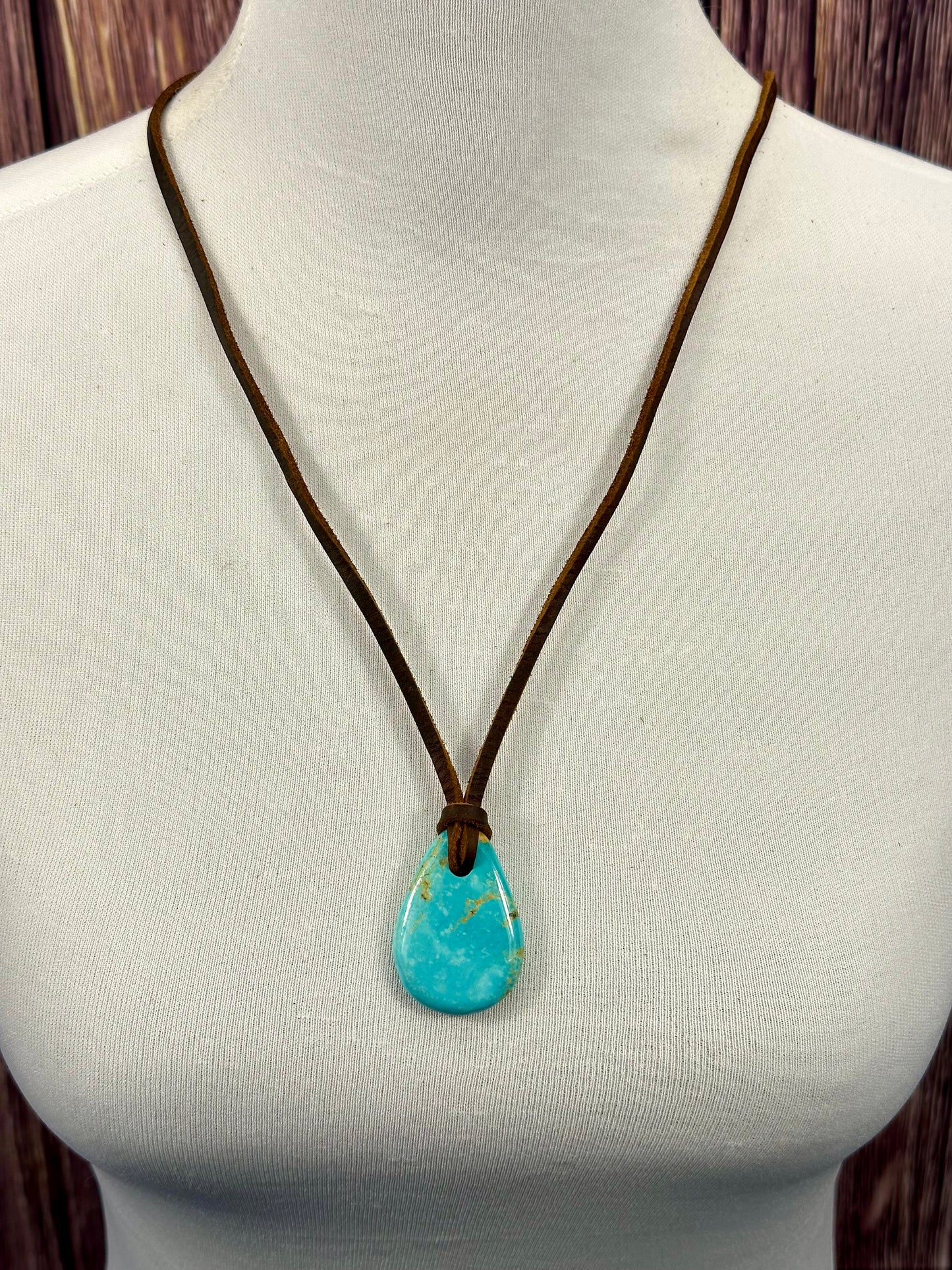 Leather Kingman Adjustable Slab Necklace