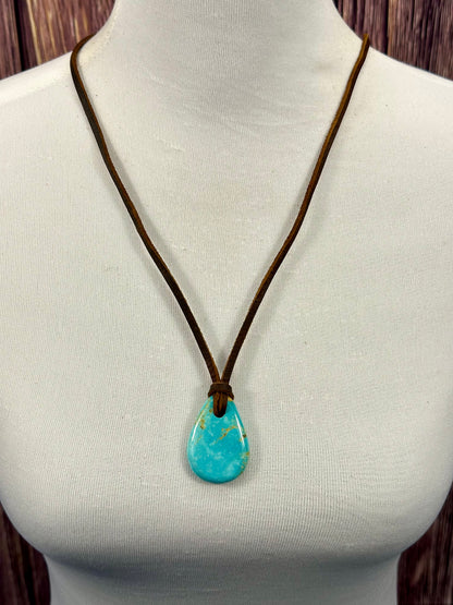 Leather Kingman Adjustable Slab Necklace