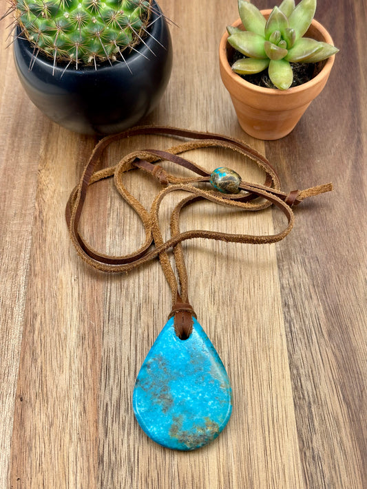 Leather Kingman Adjustable Slab Necklace