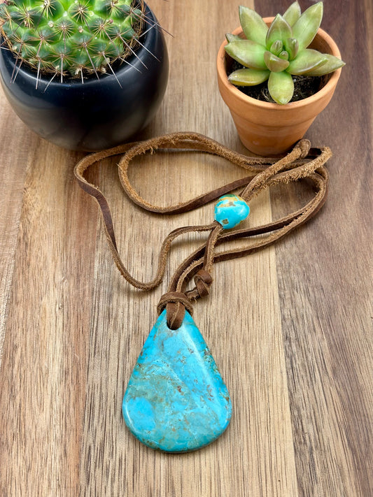 Leather Kingman Adjustable Slab Necklace